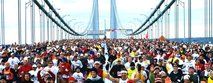 NYC marathon crossing bridge