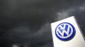 VW logo under cloudy sky