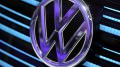 Volkswagen logo is displayed at Geneva Motor Show