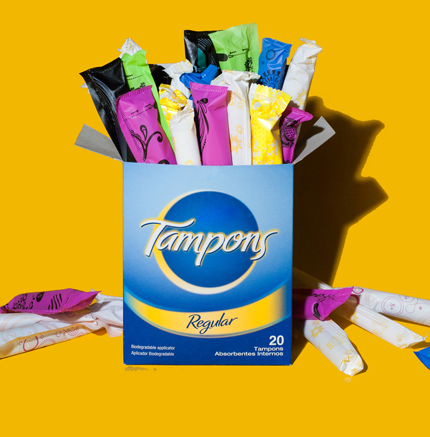tampons in a box