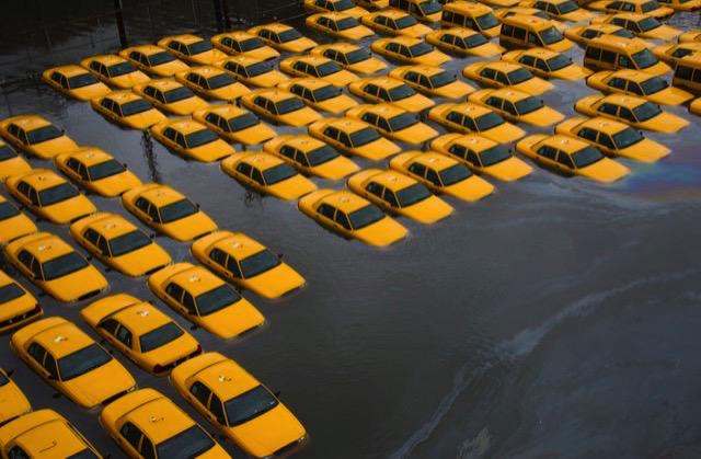 Superstorm Sandy - flooded cabs